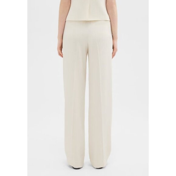 NWT Theory High Waist Wide in Rice Admiral Stripe Textured Crepe Pant 10 - Picture 9 of 9